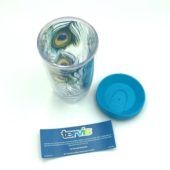 TERVIS Tumbler Peacock Pattern w/Lid 16 oz Hot Cold Insulated Travel - Picture 6 of 6